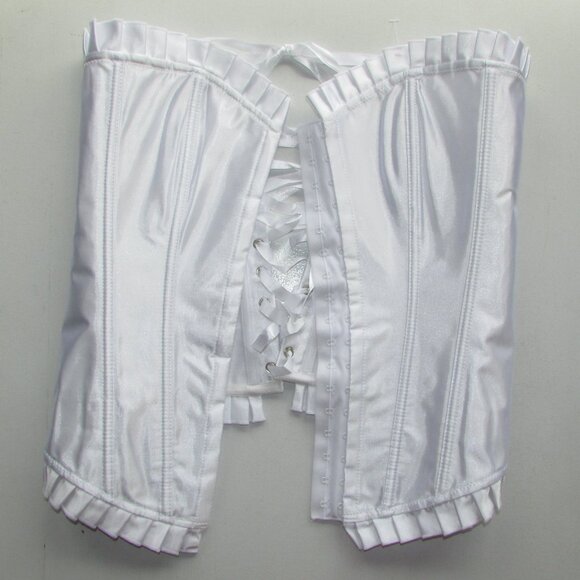 White Satin Ruffled Corset Set - NEW - Picture 8 of 10